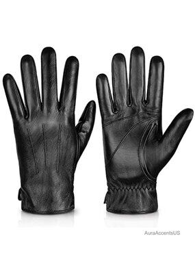 Genuine Sheepskin Leather Gloves Touchscreen Cashmere Lined Winter Driving